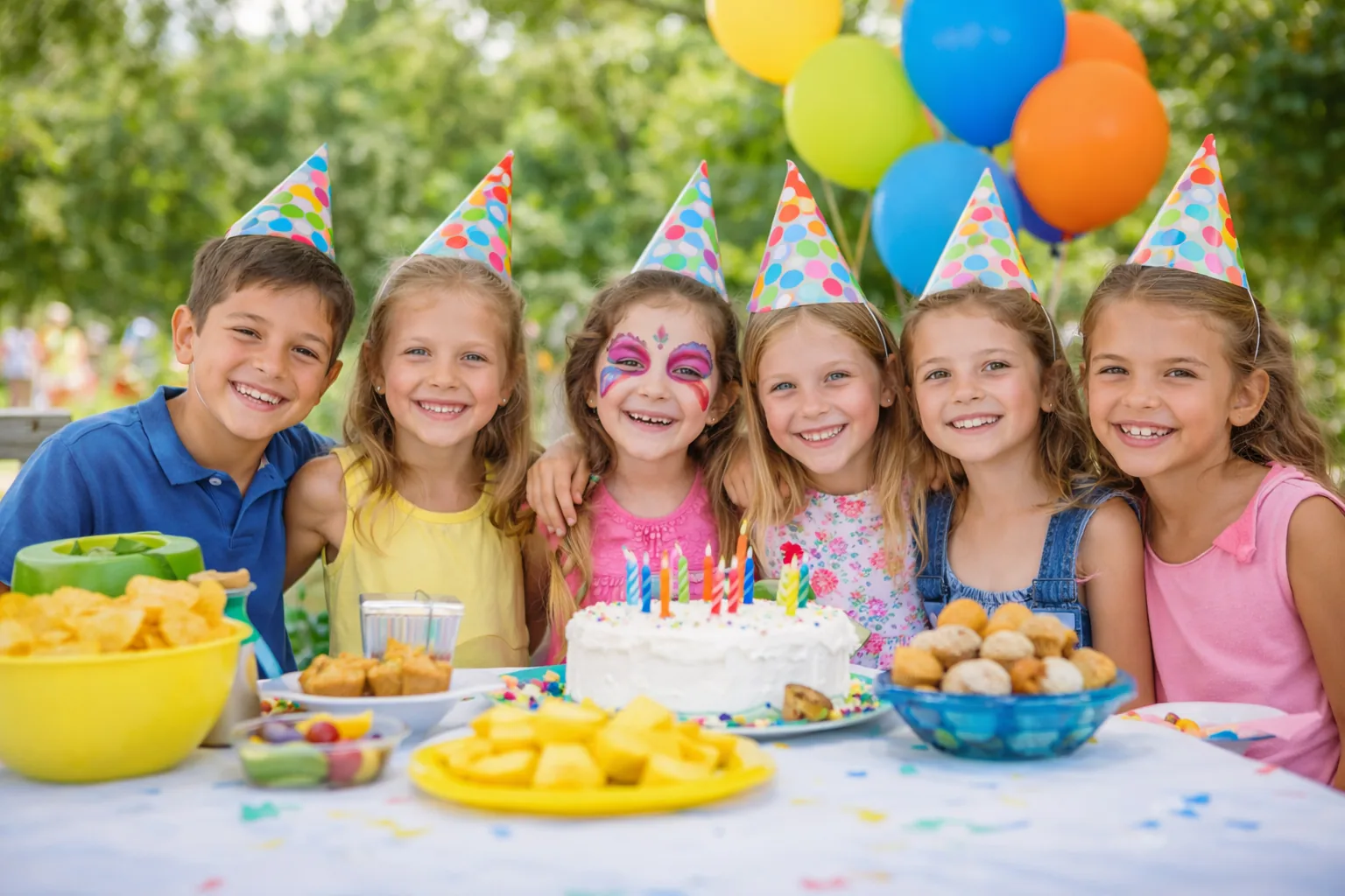 Celebración con niños disfrutando de actividades de animación